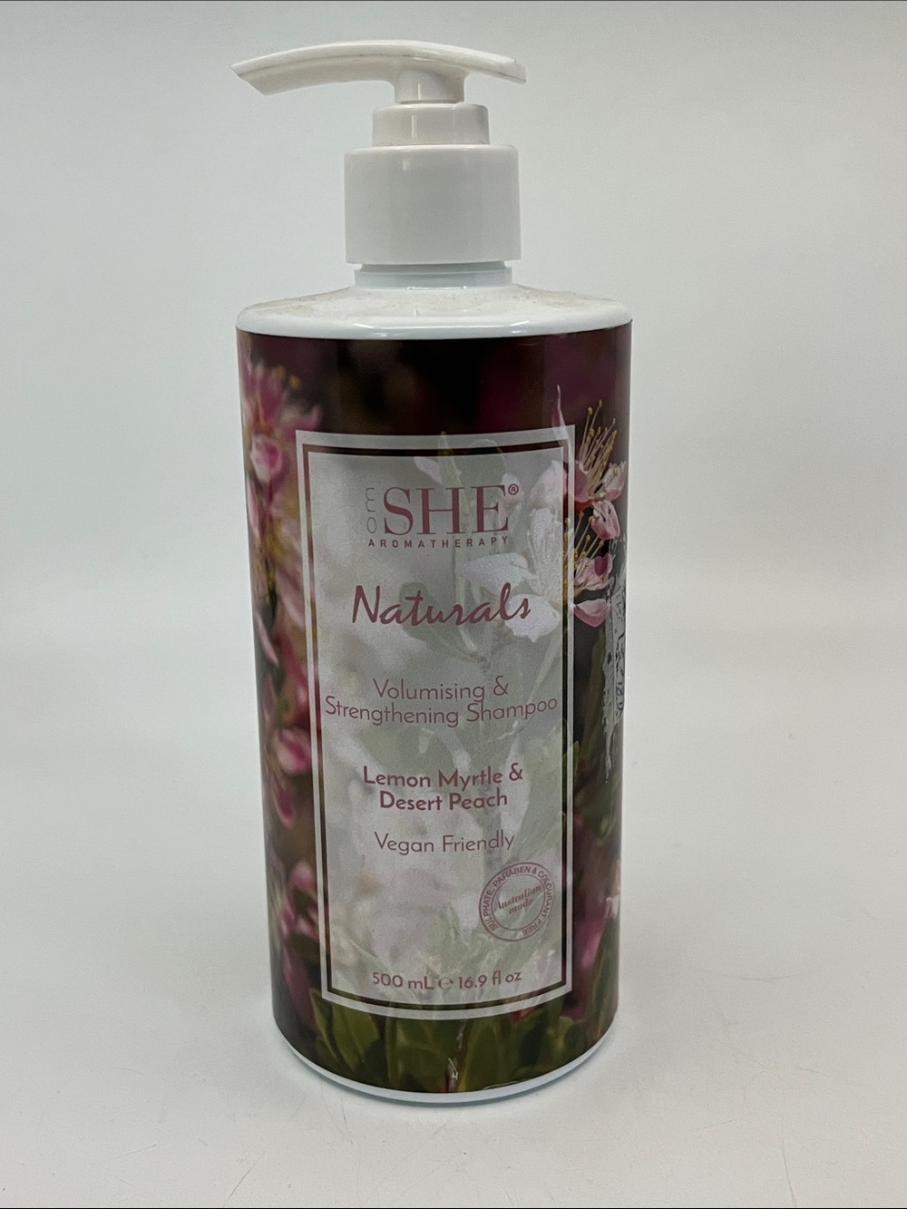OM She Aromatherapy Naturals Volumising Strengthening Shampoo Lemon Myrtle Peach